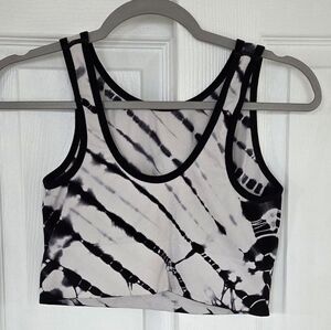 Colsie Black White Tie Dye Cropped Tank Small